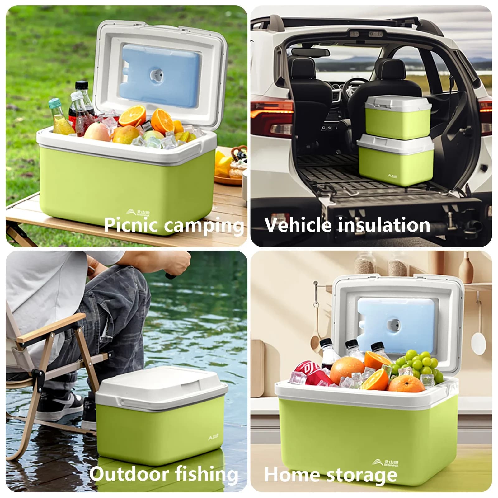 BISINNA camping-isdunk 6L/9L/15L bærbar køleboks til fiskeri, bilkøler, køleboks til udendørs brug, strand, fiskeri, picnic, grill, isspand