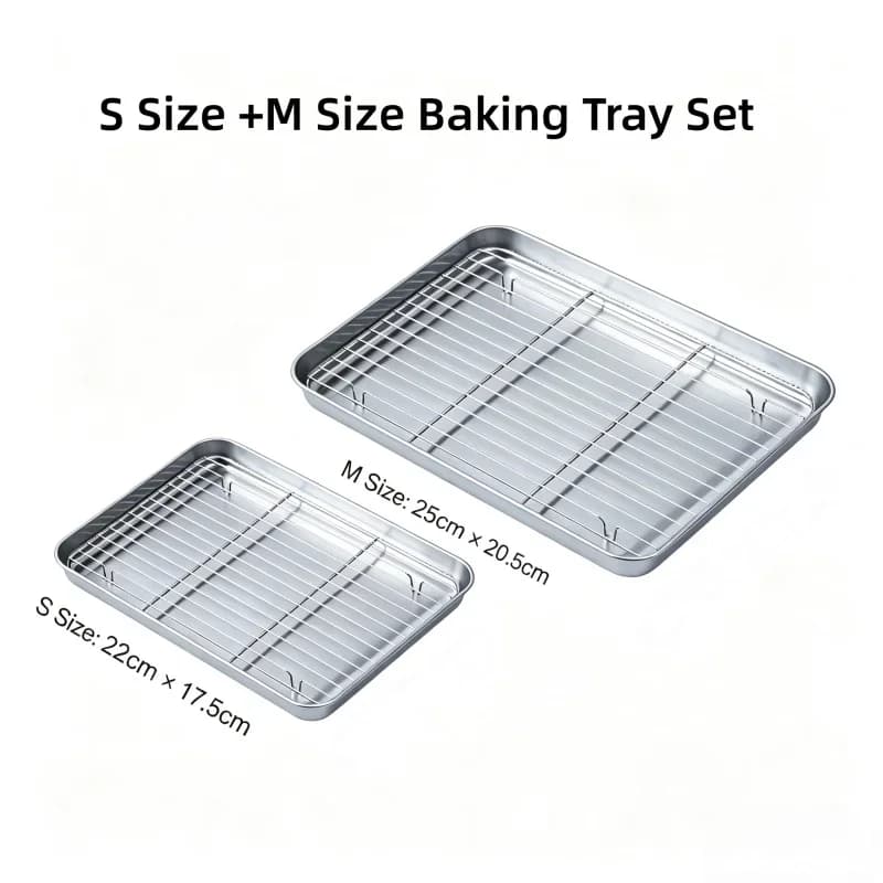 Bageform i rustfrit stål med rist, bageplade til kage, grillbakke, bageform med rist til ovn, brownie-rist, til stegning og grillning