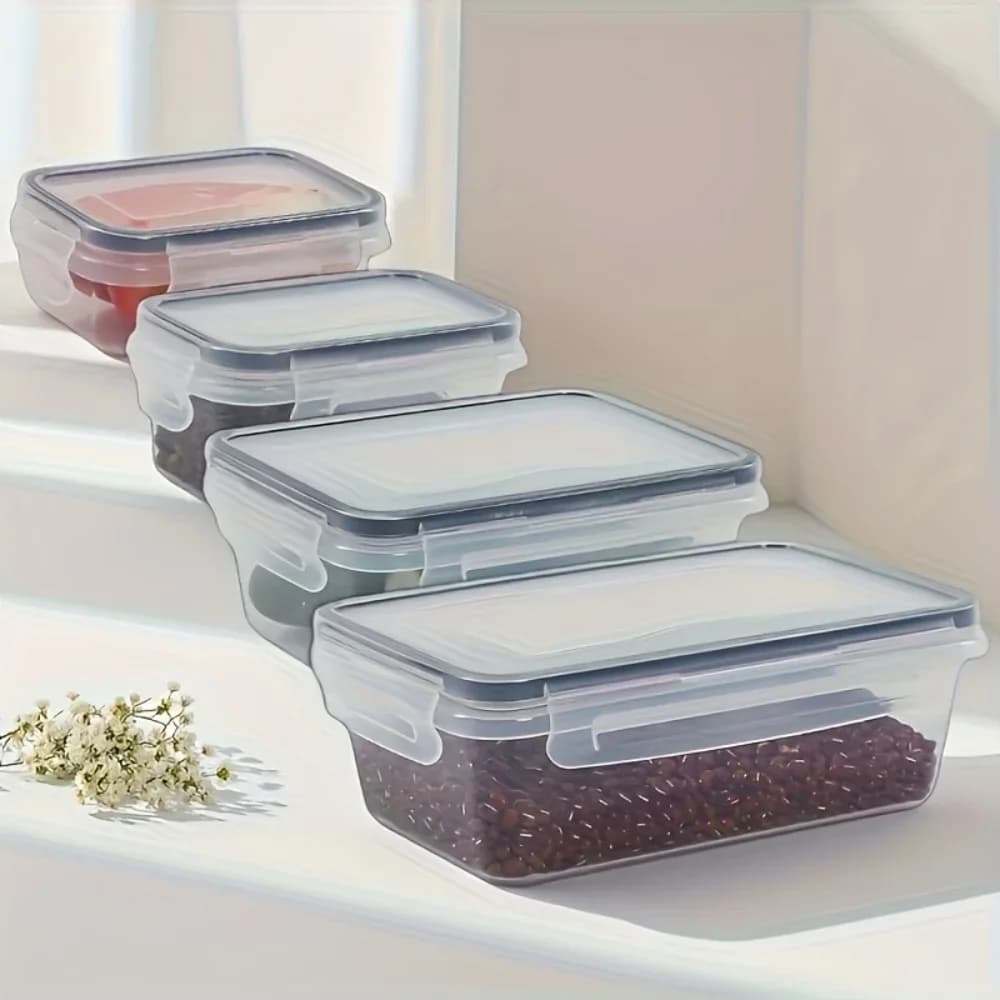 8-delt BPA-fri lufttætte madopbevaringsbokse med låselåg - PP-plast opbevaring til mikroovn/fryser til tørvarer/frugt/grøntsager