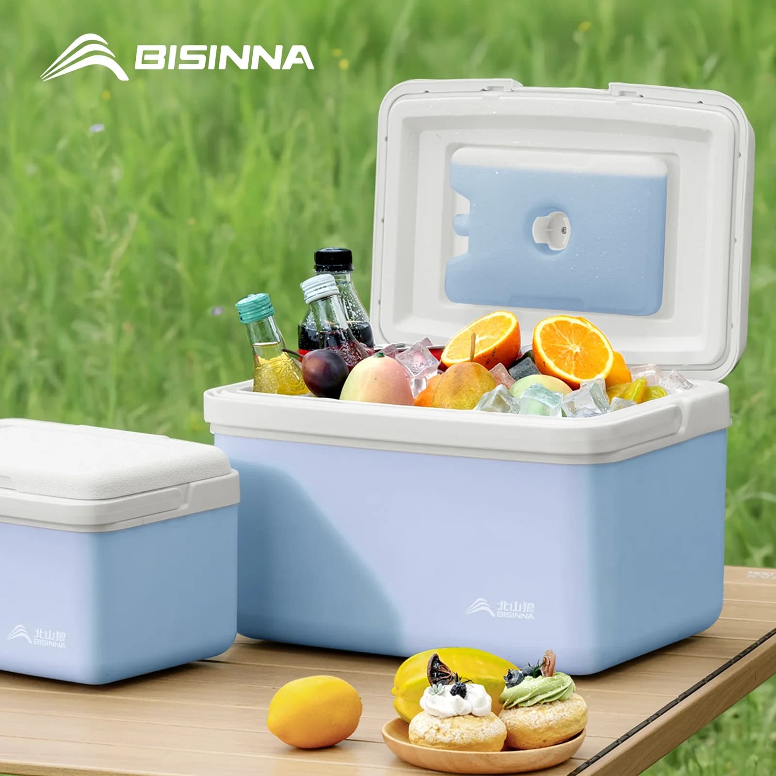 BISINNA camping-isdunk 6L/9L/15L bærbar køleboks til fiskeri, bilkøler, køleboks til udendørs brug, strand, fiskeri, picnic, grill, isspand