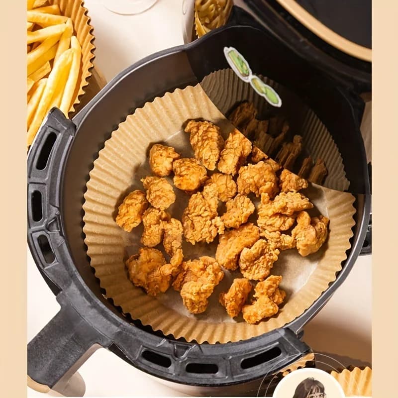 Papirindsatser til airfryer, engangs, olieafvisende og vandtætte, bagepapir i rund, firkantet og rektangulær form, køkken- og festtilbehør