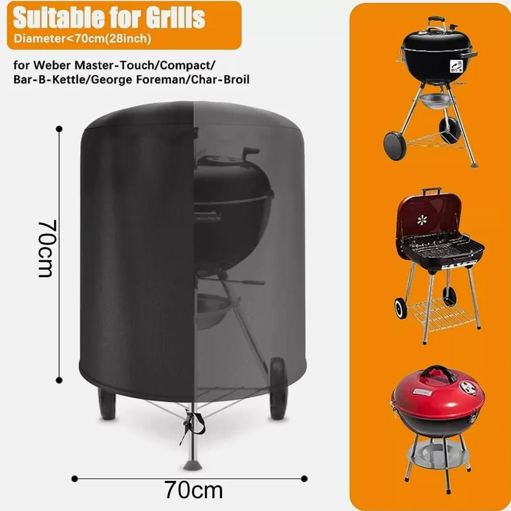 Raweao kedel BBQ-overtræk Weber vandtæt grillovertræk rundt BBQ udendørs regnbeskyttende grillovertræk Oxford-overtræk til 57Cm