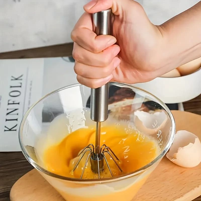 Æggepisker i rustfrit stål, holdbar halvautomatisk mixer til ubesværet blanding, omrøring og piskning af æg og fløde til køkkenbagning