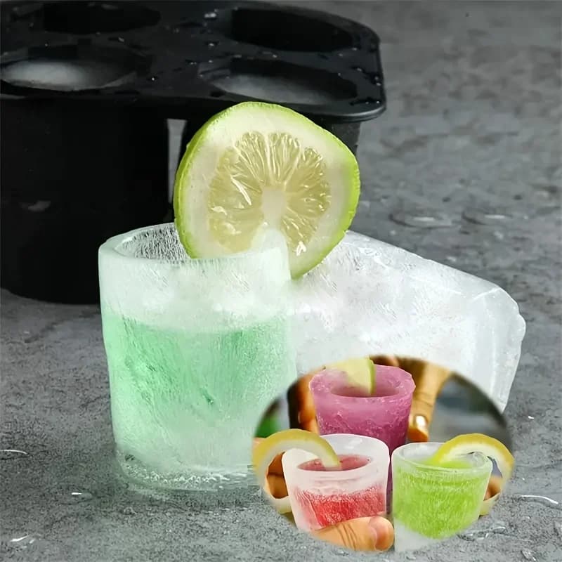 Silicone isterningform med fire huller, kreativ rund kopformet isblokform til whisky, øl og bar- og køkkenredskaber
