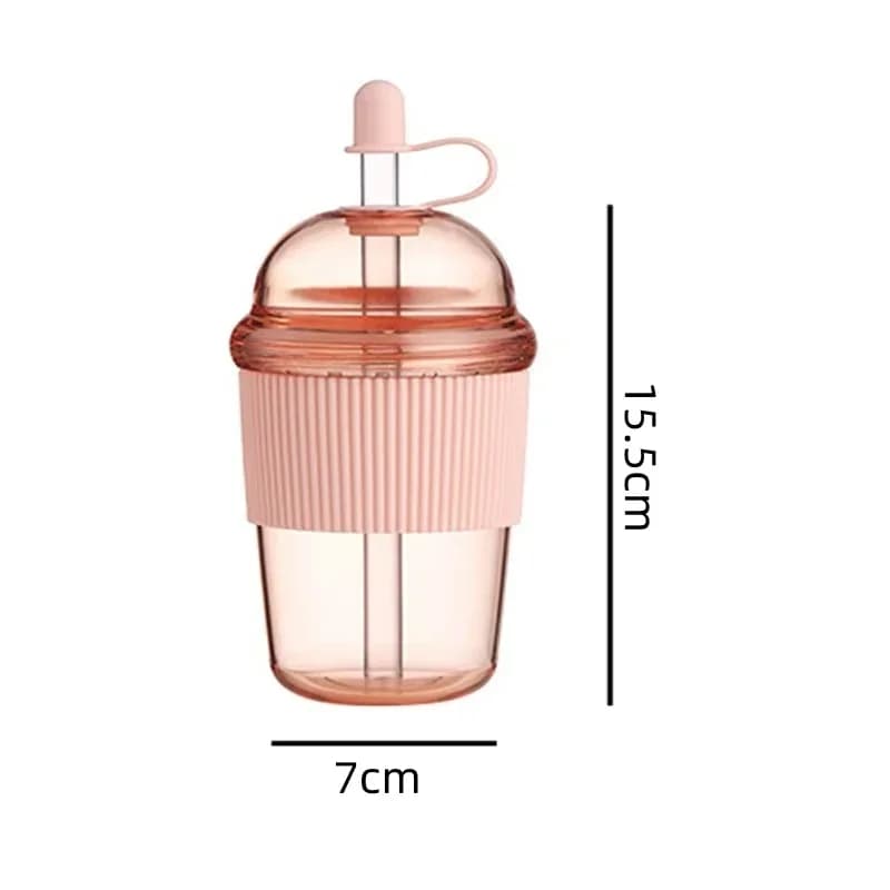 1 stk. 430 ml bærbart kop med sugerør, plast, Ins-stil, vandflaske med stor kapacitet, til te, kaffe, mælk, varmebestandig, til juice og gelé