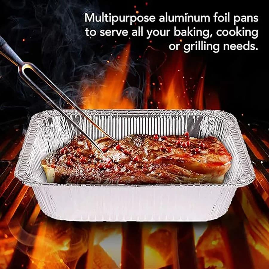 50 stk engangs aluminiumsfolie, forskellige størrelser, folieforme er perfekte til madlavning, opvarmning, opbevaring og tilberedning af mad.