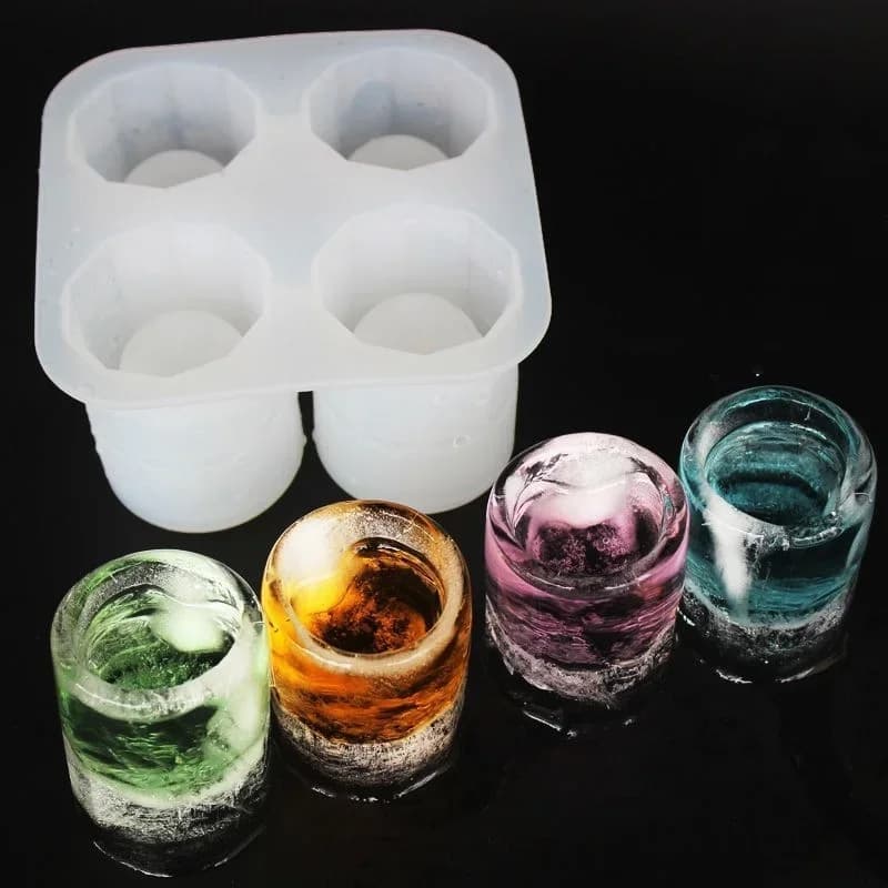 Silicone isterningform med fire huller, kreativ rund kopformet isblokform til whisky, øl og bar- og køkkenredskaber