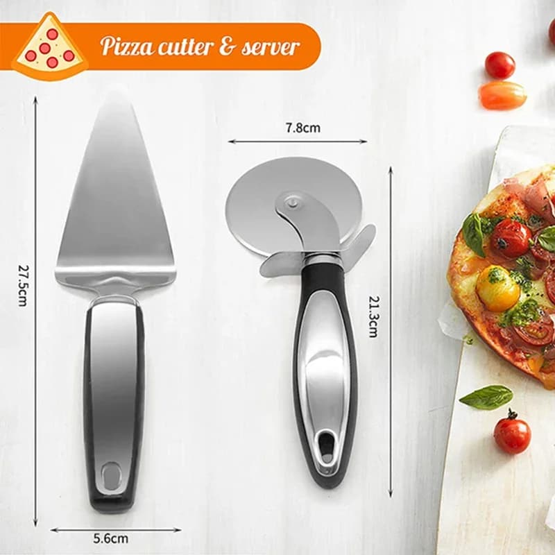 Førsteklasses pizzaskærer i rustfrit stål, køkkenskærehjul, serveringsværktøj til hjemmet, kniv til vafler, småkager, kager, brød, dej, bageudstyr