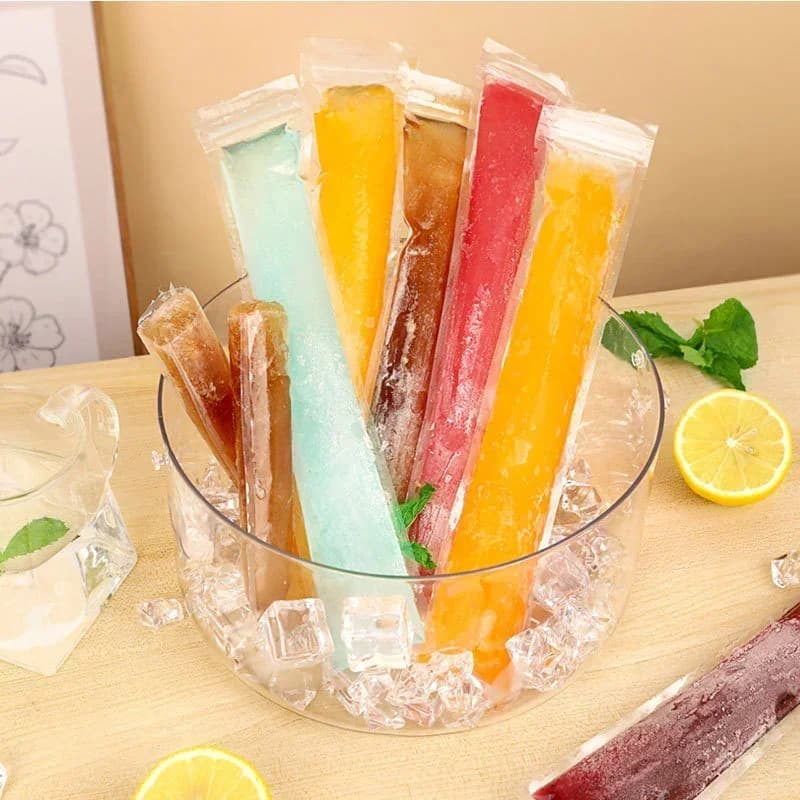 50/100/200 stk. engangs gennemsigtig ispose til juice, yoghurt og chokolade, gennemsigtig ispindform, køkkenudstyr