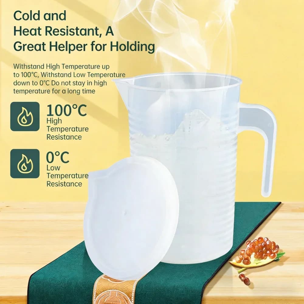 100-5000ml køkken målebæger i fødevaregodkendt kvalitet, uden låg, med lågskala, PC, højtemperaturbestandig, plastbæger til mælkete-butik