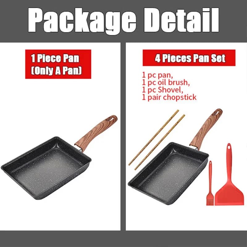 Tamagoyaki japansk omeletpande, slip-let æggepande, rektangulær tamago-pande, lille stegepande til æg med køkkenredskaber