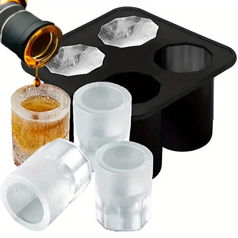 Silicone isterningform med fire huller, kreativ rund kopformet isblokform til whisky, øl og bar- og køkkenredskaber