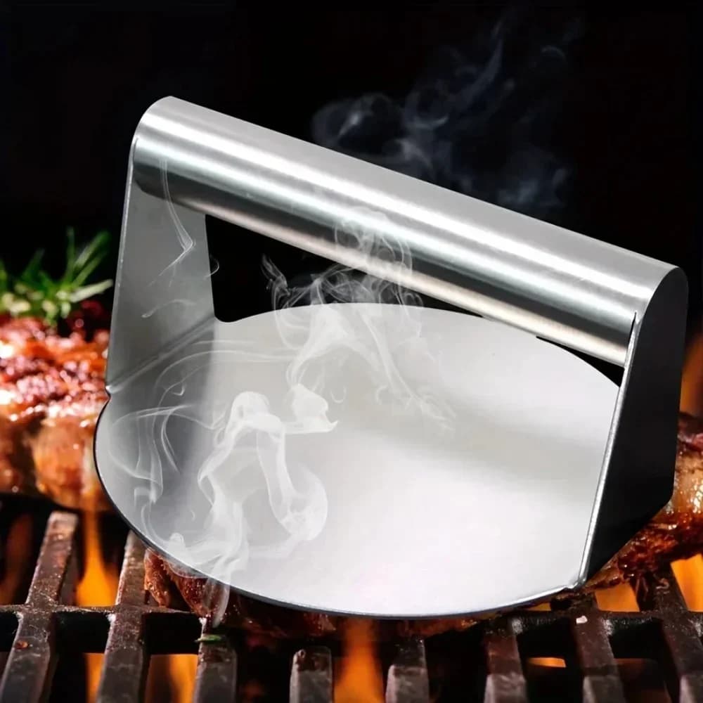Ny smash burgerpresse i rustfrit stål | kraftig bøfformer og -presser til grill og køkken (non-stick)