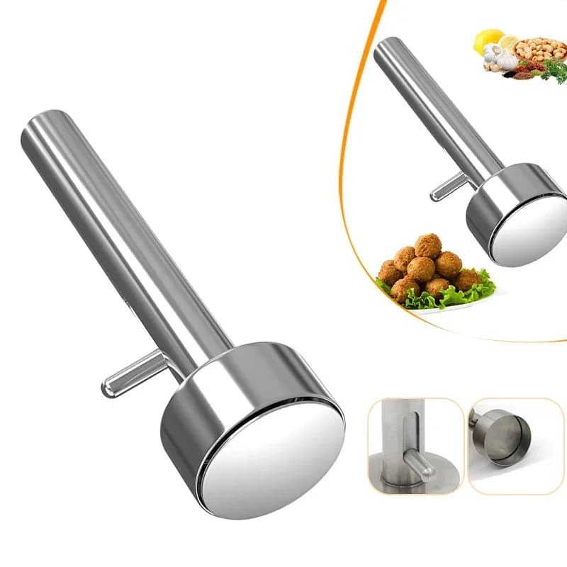 Falafel- og kødbolle-ske, værktøj i rustfrit stål, professionel falafelform med ske, non-stick falafelform, køkkengadget
