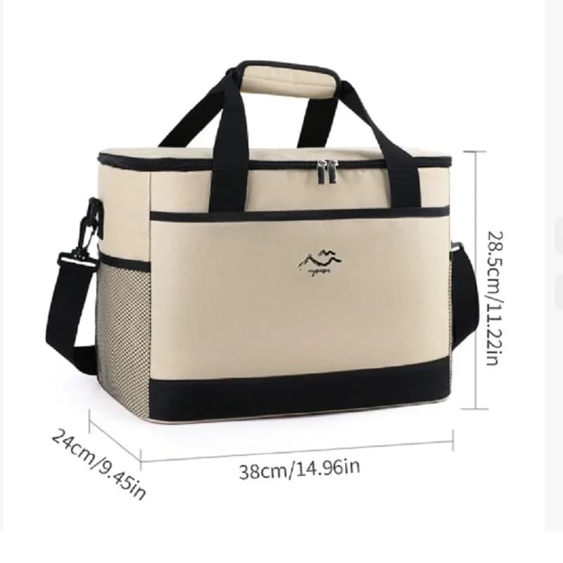 Stor firkantet køletaske med høj kapacitet, minimalistisk isoleret madkasse, crossbody friskholdende picnic-taske til udendørs brug