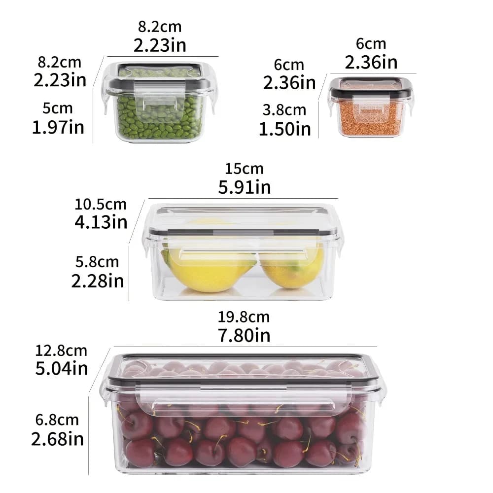 8-delt BPA-fri lufttætte madopbevaringsbokse med låselåg - PP-plast opbevaring til mikroovn/fryser til tørvarer/frugt/grøntsager
