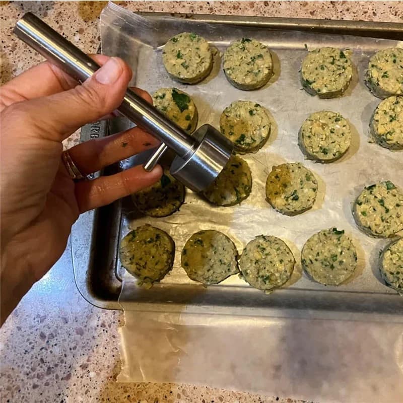 Falafel- og kødbolle-ske, værktøj i rustfrit stål, professionel falafelform med ske, non-stick falafelform, køkkengadget