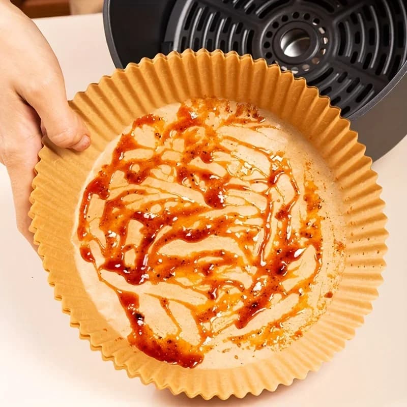 Papirindsatser til airfryer, engangs, olieafvisende og vandtætte, bagepapir i rund, firkantet og rektangulær form, køkken- og festtilbehør