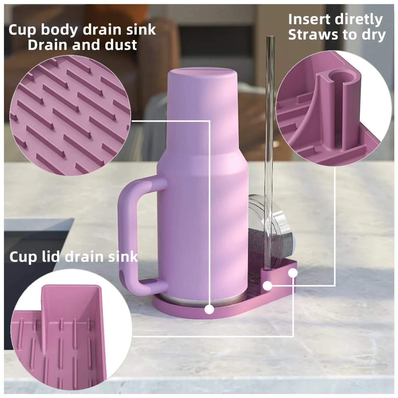 Silicone høj kvalitet tumbler tørrestativ, tørrestation til rengøring af kopper og opbevaring, vandkop-holder