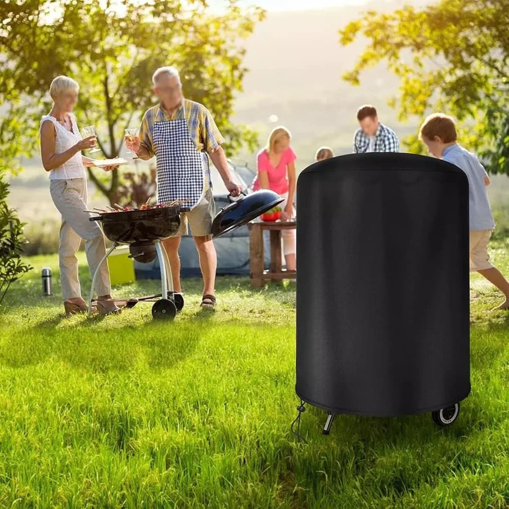 Raweao kedel BBQ-overtræk Weber vandtæt grillovertræk rundt BBQ udendørs regnbeskyttende grillovertræk Oxford-overtræk til 57Cm