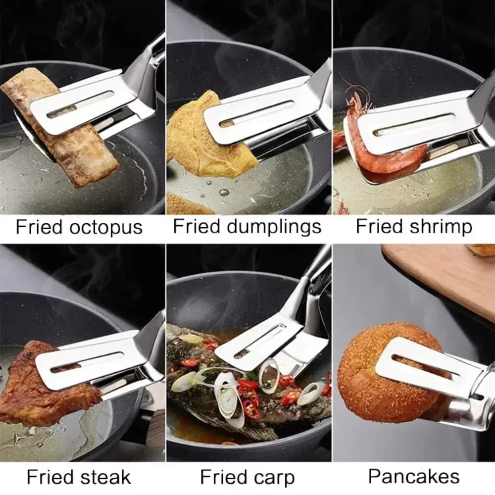 1/2/4 stk. steak-klemmer i rustfrit stål, multifunktionel spatula, dobbeltsidet madtang til fisk, kød, pizza, køkken- og bageværktøj