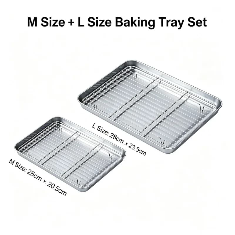 Bageform i rustfrit stål med rist, bageplade til kage, grillbakke, bageform med rist til ovn, brownie-rist, til stegning og grillning