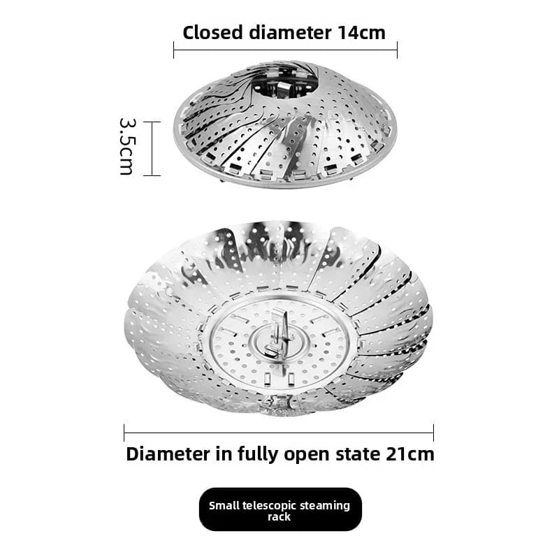 Dampskurv i rustfrit stål - udvidelig 6-10.5" foldbar til gryder | sundt grøntsagsdampstativ, slidstærk og let at rengøre