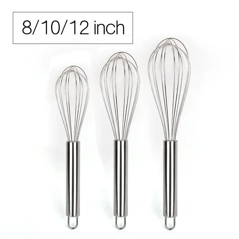6/8/10/12 Inch piskeris i rustfrit stål, ballontråd, håndpisker til bagning og madlavning, fløde, smør, mælk, dej, køkkenredskab
