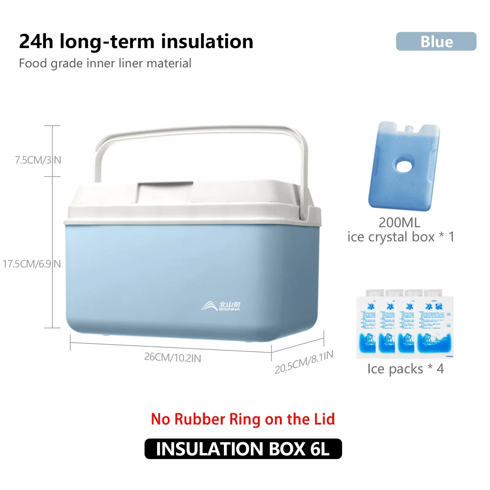 BISINNA camping-isdunk 6L/9L/15L bærbar køleboks til fiskeri, bilkøler, køleboks til udendørs brug, strand, fiskeri, picnic, grill, isspand
