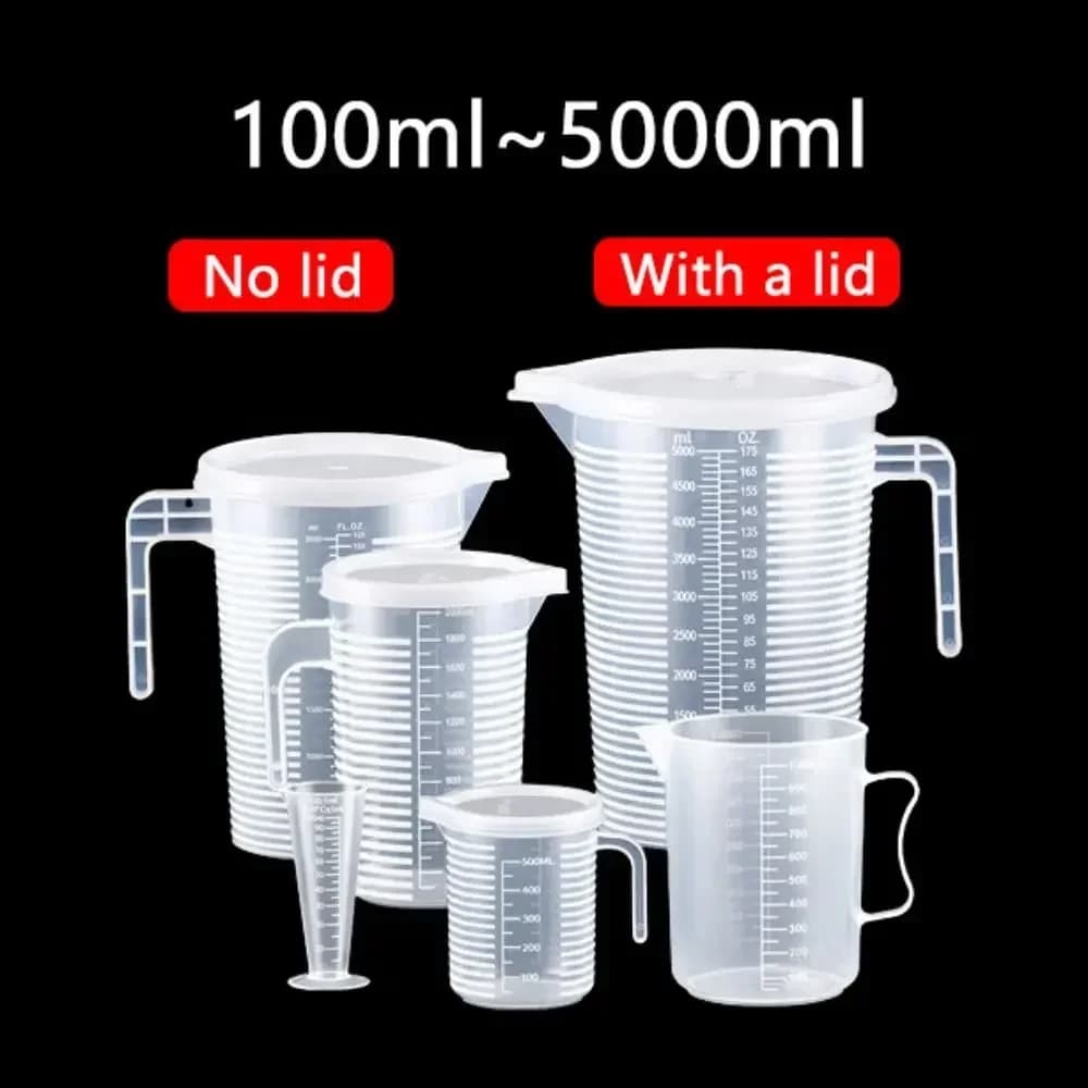 100-5000ml køkken målebæger i fødevaregodkendt kvalitet, uden låg, med lågskala, PC, højtemperaturbestandig, plastbæger til mælkete-butik