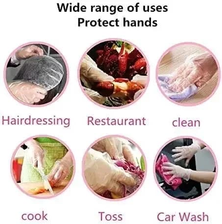 Klare engangshandsker, gennemsigtige plastikhandsker, latexfri, sikre handsker til madlavning, rengøring, grill og køkkenbrug