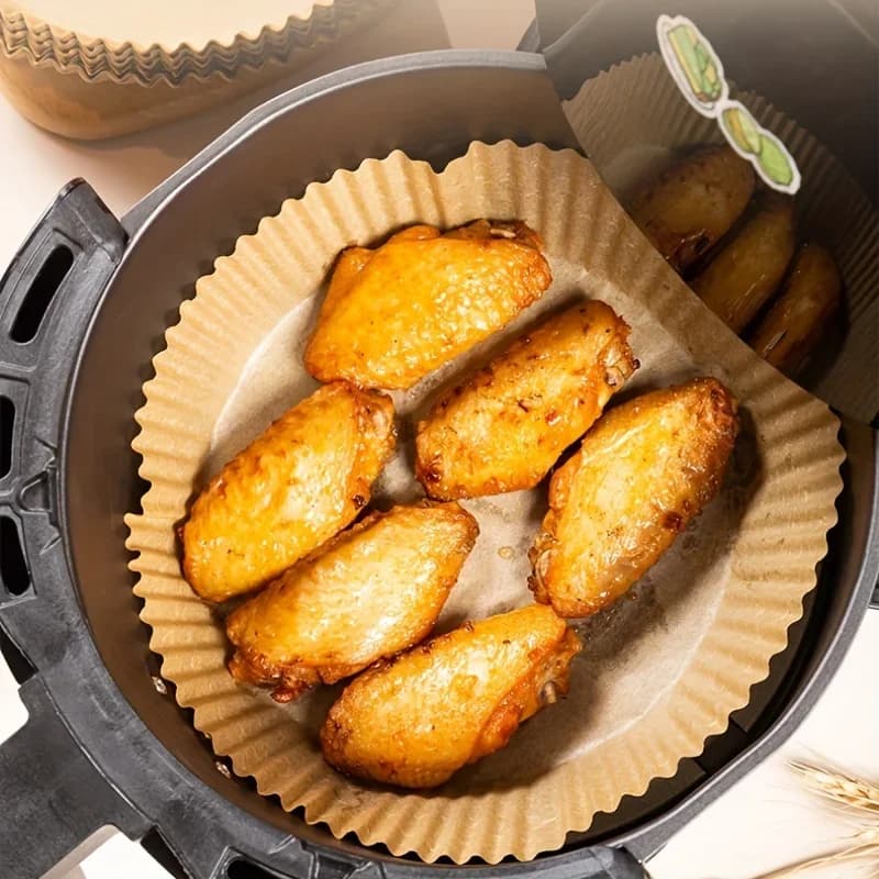 Papirindsatser til airfryer, engangs, olieafvisende og vandtætte, bagepapir i rund, firkantet og rektangulær form, køkken- og festtilbehør