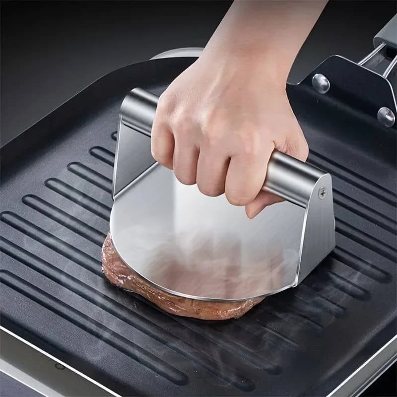 Ny smash burgerpresse i rustfrit stål | kraftig bøfformer og -presser til grill og køkken (non-stick)