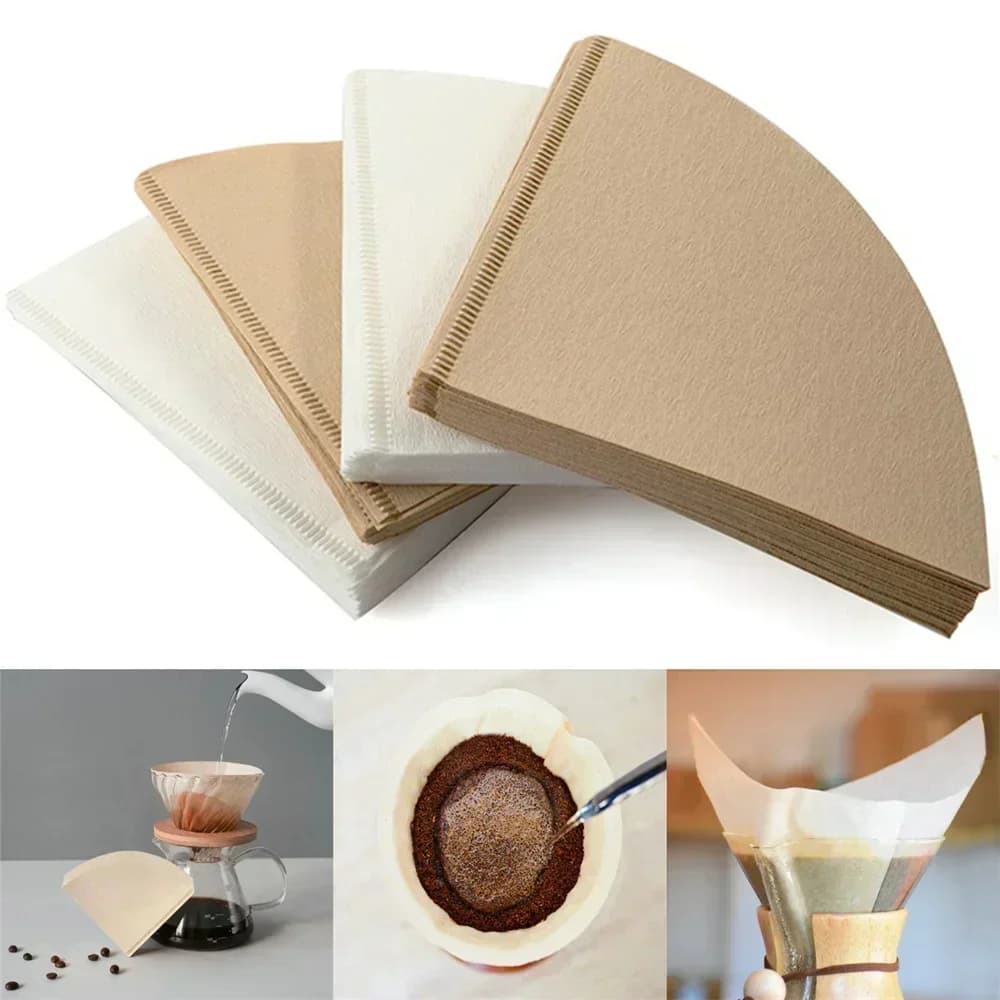 40/100 stk. V-formet kaffefilterpapir, ubleget engangsfilter i fødevarekvalitet, V60 kaffefiltre til pour-over kaffemaskine, filterkaffe