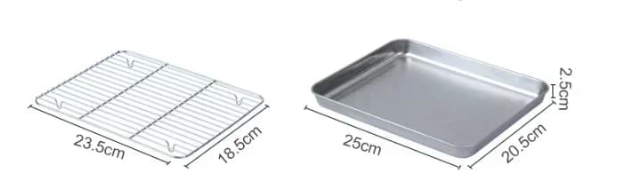 Bageform i rustfrit stål med rist, bageplade til kage, grillbakke, bageform med rist til ovn, brownie-rist, til stegning og grillning