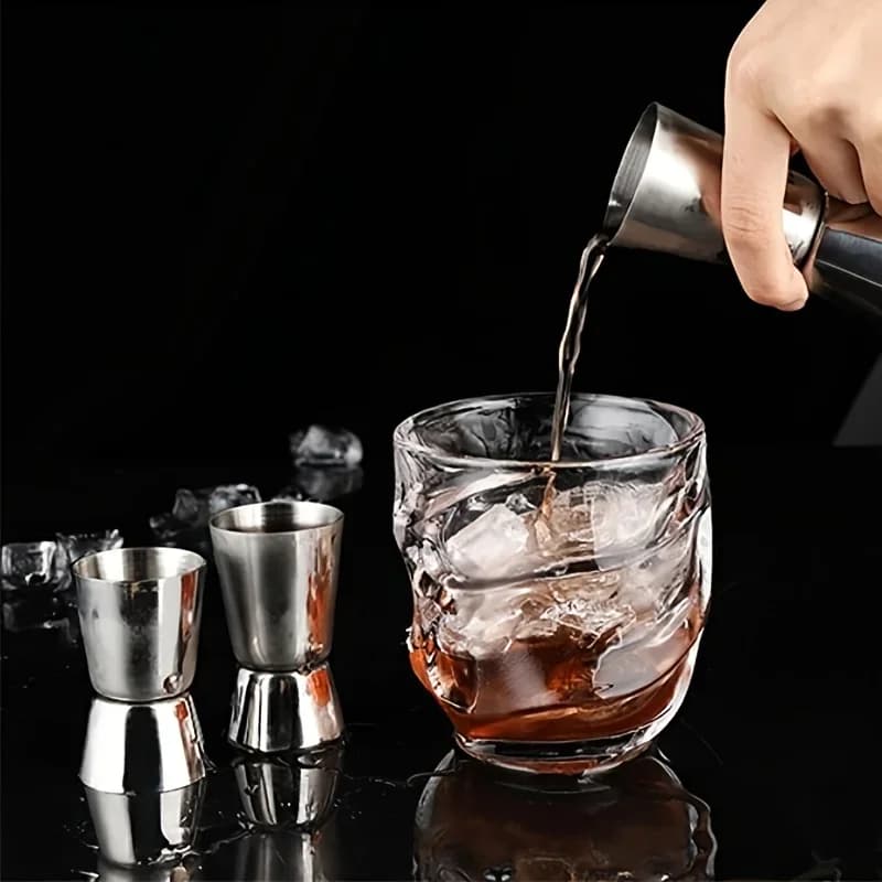 Målebæger i rustfrit stål, cocktailshaker, jigger med dobbelt shot til alkohol, shakerflaske, bartilbehør til fest og bar