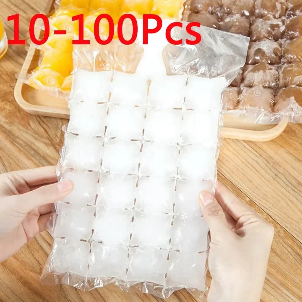 10-100 stk./pakke engangs ispose, gitter-isterningform til bar, selvforseglende isterningepose, isterningepose, boks, spiselig frossen isterning