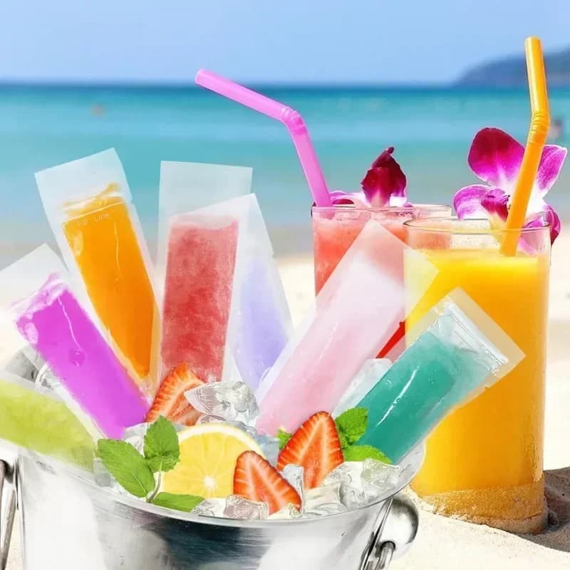 50/100/200 stk. engangs gennemsigtig ispose til juice, yoghurt og chokolade, gennemsigtig ispindform, køkkenudstyr